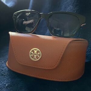 Tory Burch black  Sunglasses with Blue lenses and Brown Case
